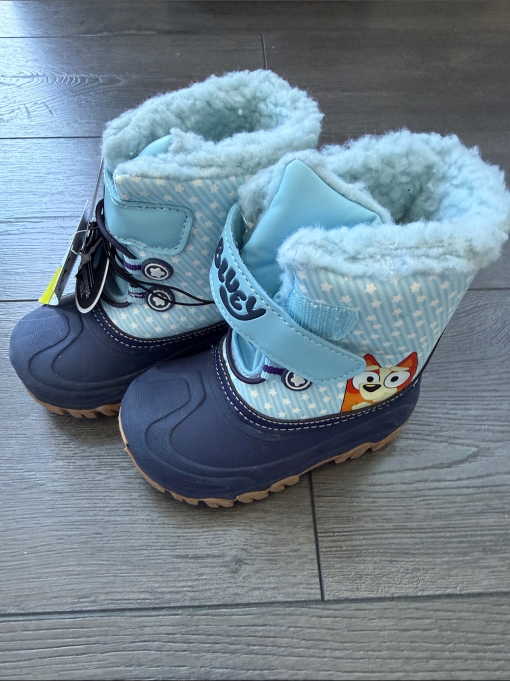 Target Light Blue and Navy Kids Winter Boots with Fox Patch